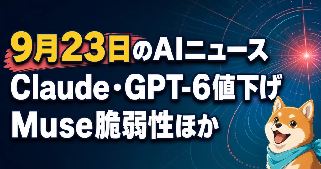 9月23日のAIニュース Claude・GPT-6値下げ Muse脆弱性ほか