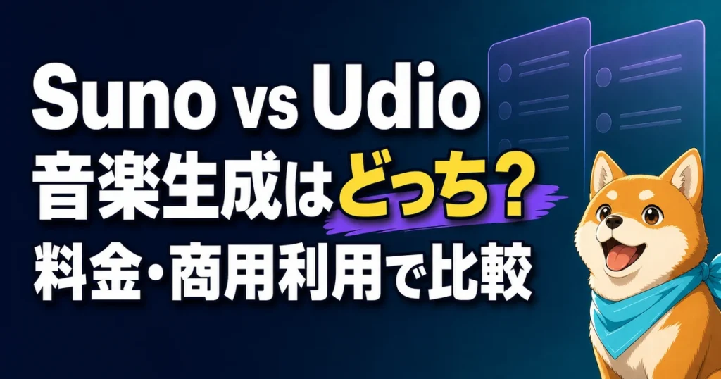 Suno vs Udio 音楽生成はどっち？ 料金・商用利用で比較