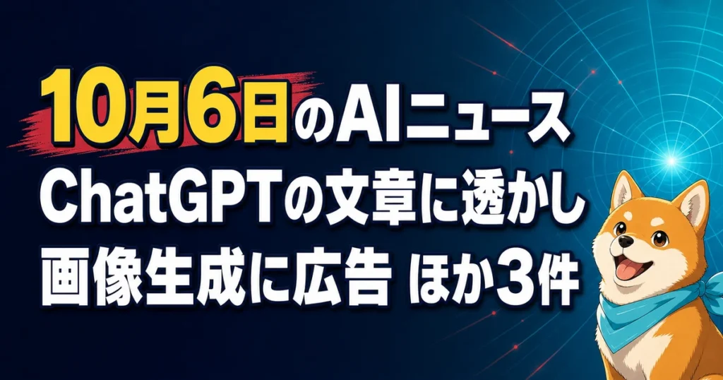 10月6日のAIニュース ChatGPTの文章に透かし 画像生成に広告 ほか3件
